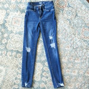 Old Navy Ballerina Jeggings Blue with Faded, Distressed Detailing Youth Girls 10